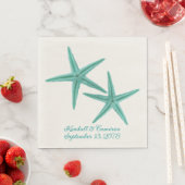 Blue Green Starfish Couple Wedding Servetten (Insitu)