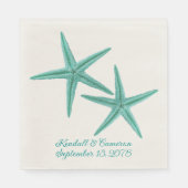 Blue Green Starfish Couple Wedding Servetten (Voorkant)