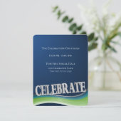 Blue Green Steel Wave Celebration Receptie Kaart (Staand voorkant)