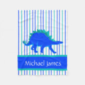 Blue/Green Stegosaurus Dinosaur, gepersonaliseerd Fleece Deken (Voorkant)