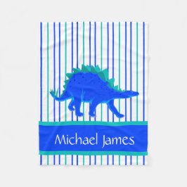 Blue/Green Stegosaurus Dinosaur, gepersonaliseerd Fleece Deken