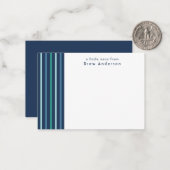 Blue Green Stripe, speciaal voor kinderen ontworpe Notitiekaartje (Voorkant / Achterkant in situ)