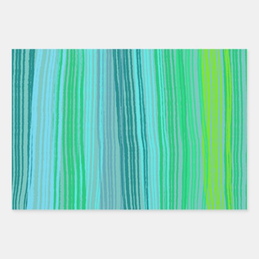 Blue Green Stripes Variety Pack van Inpakpapier Vel (Voorkant)