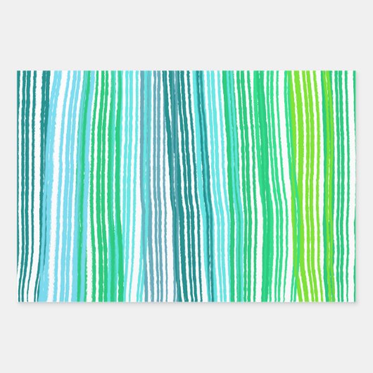Blue Green Stripes Variety Pack van Inpakpapier Vel (Voorkant 3)