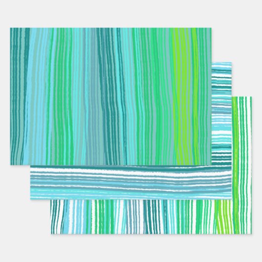 Blue Green Stripes Variety Pack van Inpakpapier Vel (Set)
