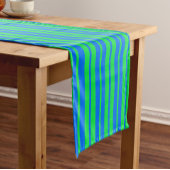 Blue Green Stylish Stripes Pattern Design Korte Tafelloper