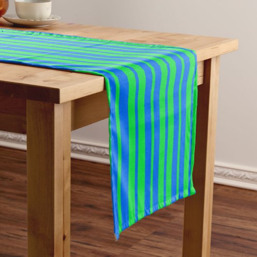 Blue Green Stylish Stripes Pattern Design Korte Tafelloper