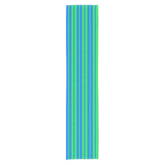 Blue Green Stylish Stripes Pattern Design Korte Tafelloper (Voorkant)
