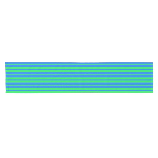Blue Green Stylish Stripes Pattern Design Korte Tafelloper (Horizontaal)