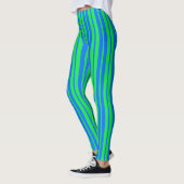 Blue Green Stylish Stripes Pattern Design  Leggings (Links)