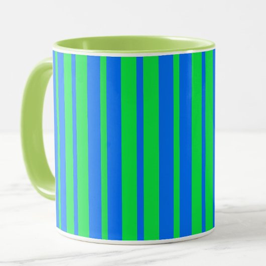 Blue Green Stylish Stripes Pattern Design  Mok