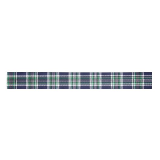 Blue Green Tartan Pattern Satijnen Lint (Voorkant)