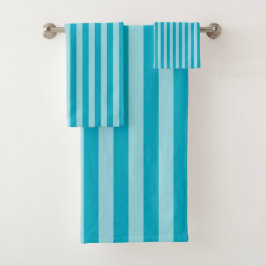 Blue Green, Teal Bath Towel Set Stripes Bad Handdoek