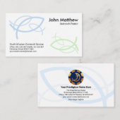 Blue Green Three Trinity Ichthus Fish Ministry Visitekaartje (Voorkant / Achterkant)