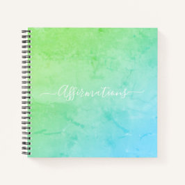 Blue Green Tie Dye White Typography Affirmations Notitieboek