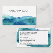 Blue Green Turquoise Abstracte Waterverf Washes Visitekaartje (Voorkant / Achterkant)