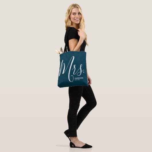 Blue Green Typography Specialized Mrs. Tote Bag (Op model)