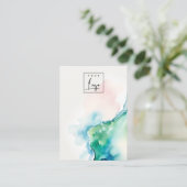 Blue Green Watercolor Agate Blank Jewelry Logo Visitekaartje (Staand voorkant)