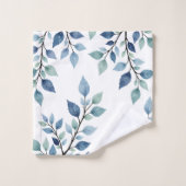 Blue Green Watercolor Leaves Botanical Design 376 Bad Handdoek (Wasdoekje)