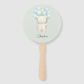 Blue & Green Watercolor Teddy Bear Baby Shower Handwaaier (Voorkant)