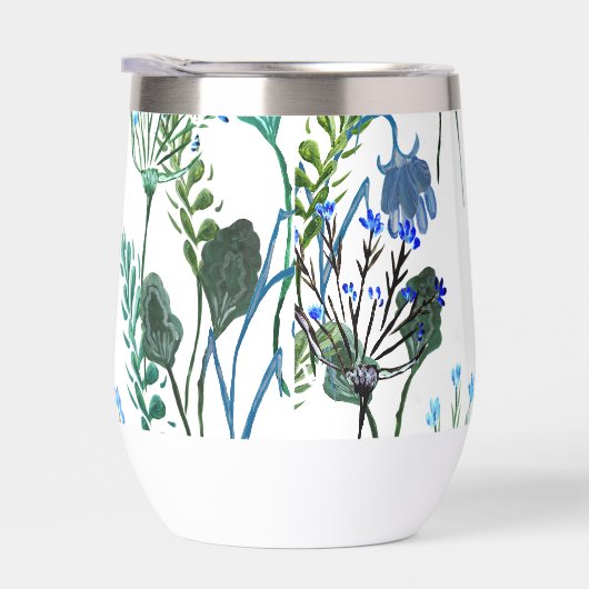 Blue Green Watercolor Wildflower  (Rechts)