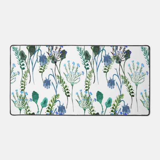Blue Green Watercolor Wildflower  Bureaumat (Voorkant)
