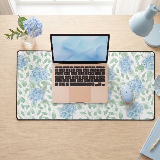 Blue Green Watercolor Wildflower Bureaumat