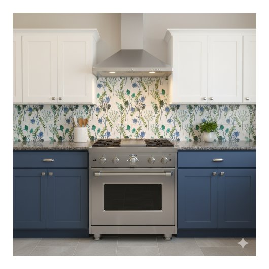 Blue Green Watercolor Wildflower Ceramic Tile Tegeltje