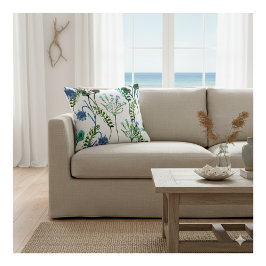 Blue Green Watercolor Wildflower Kussen