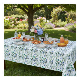 Blue Green Watercolor Wildflower Tablecloth Tafelkleed