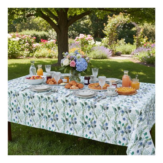 Blue Green Watercolor Wildflower Tablecloth Tafelkleed