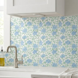 Blue Green Watercolor Wildflower Tegeltje