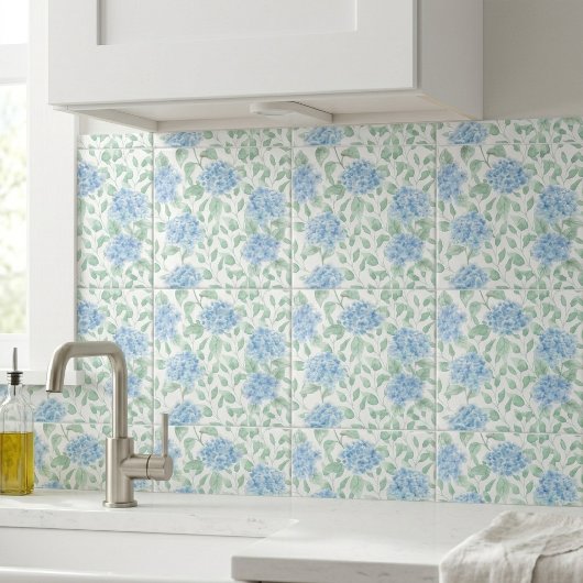 Blue Green Watercolor Wildflower Tegeltje