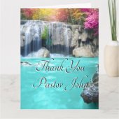 Blue Green Waterfall Sunrise Pastor Waardering Bedankkaart (Voorkant)