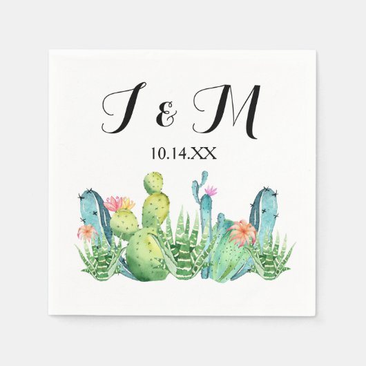 Blue Green Waterverf Cactus Party Cocktail servet (Voorkant)