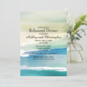 Blue Green Waterverf Ocean Wedding Rehearsal Kaart (Staand voorkant)