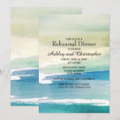Blue Green Waterverf Ocean Wedding Rehearsal Kaart (Voorkant / Achterkant)