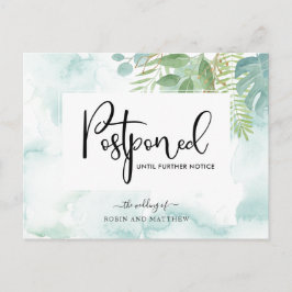 Blue Green Waterverf Postponement Wedding Briefkaart