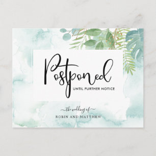 Blue Green Waterverf Postponement Wedding Briefkaart