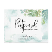 Blue Green Waterverf Postponement Wedding