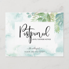 Blue Green Waterverf Postponement Wedding Briefkaart