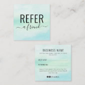 Blue Green Waterverf Spa of Salon Reference Kaart Vierkante Visitekaartje (Voorkant / Achterkant)