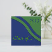 Blue Green Wave Afstuderen Invitation Kaart (Staand voorkant)