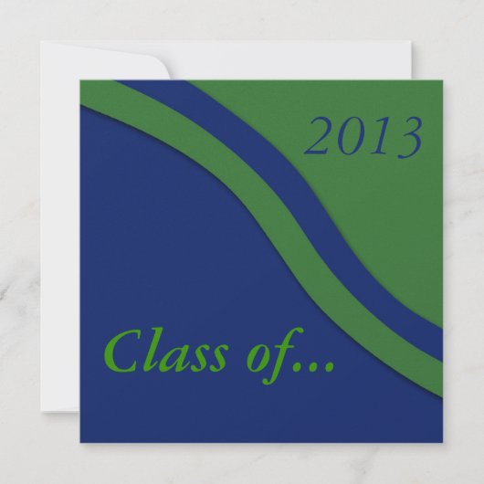 Blue Green Wave Afstuderen Invitation Kaart (Voorkant)