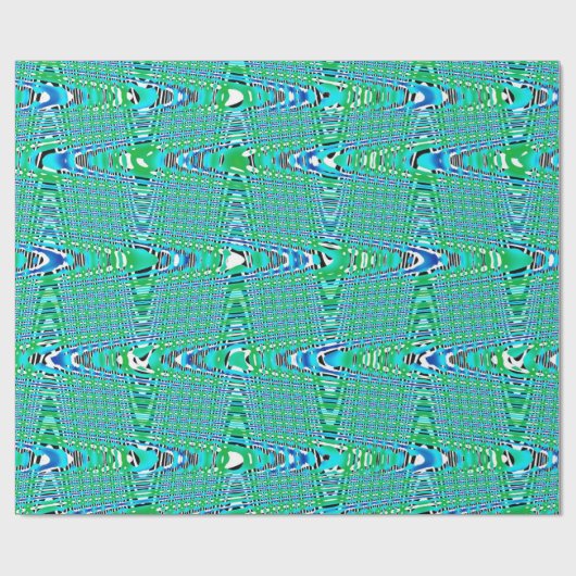 Blue Green Wave Modern Geometric Abstract Patroon Cadeaupapier (Vlak)