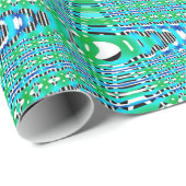 Blue Green Wave Modern Geometric Abstract Patroon Cadeaupapier (Rol Hoek)