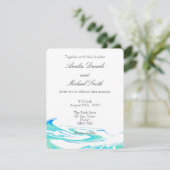 Blue & Green Wave  Wedding Invitation Kaart (Staand voorkant)