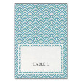 Blue Green Wedding Wave Pattern Place Name Kaart (Voorkant)