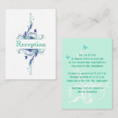 Blue Green White Aqua Floral Enclosure Kaart (Voorkant / Achterkant)