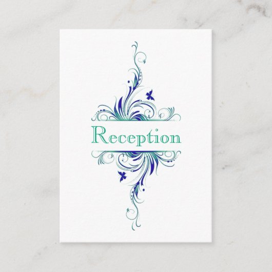 Blue Green White Aqua Floral Enclosure Kaart (Voorkant)